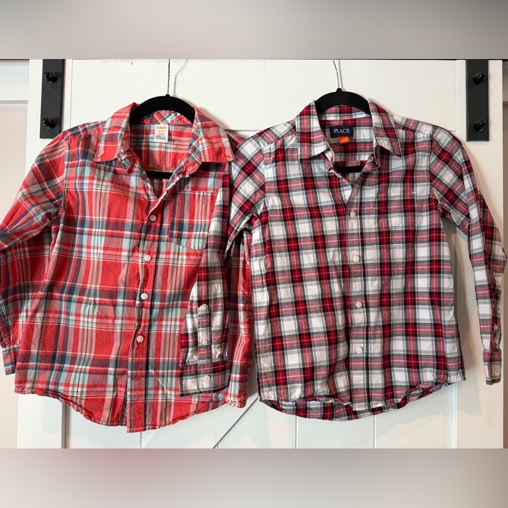 Place Red and White Plaid Button-Down Kids Shirt Duo